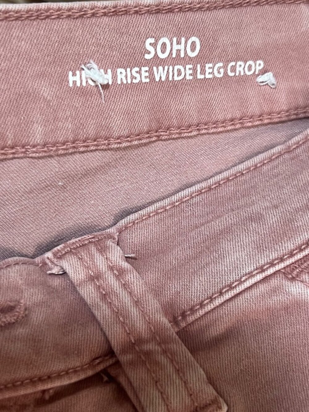 Nicole Miller Soho High Rise Wide Leg Crop Pants Stretch Denim in Rose Size 6 - Picture 5 of 7